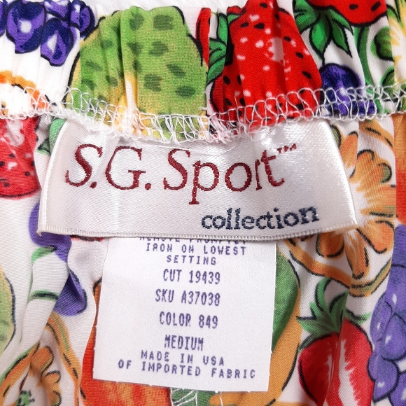 S.G. Sport vintage novelty fruit print high waisted elastic lightweight shorts - Picture 7 of 8